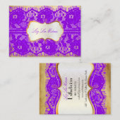 PixDezinesヴィンテージバイオレットパープルレース 名刺 (正面/裏面)