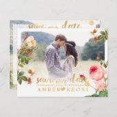 PixDezinesヴィンテージバラ保存日 案内ポストカード (正面/裏面)