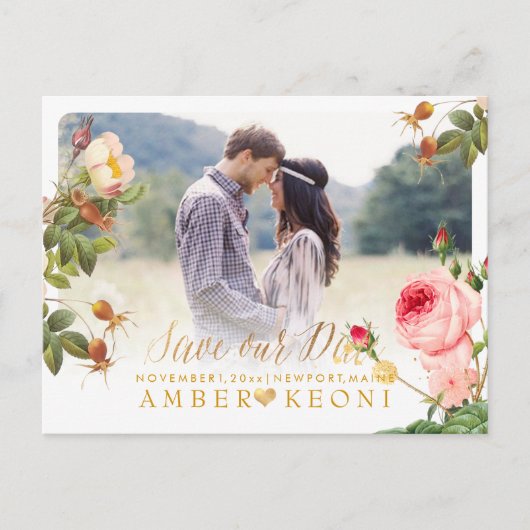 PixDezinesヴィンテージバラ保存日 案内ポストカード (正面)