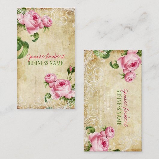 PixDezinesヴィンテージバラ/パフェイクーチメント 名刺 (正面/裏面)