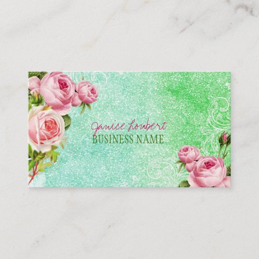 PixDezinesヴィンテージバラ/水彩 名刺 (正面)