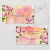PixDezinesヴィンテージバラ/水彩 名刺 (正面/裏面)
