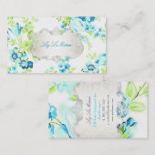 PixDezinesヴィンテージバラ/青 名刺 (正面/裏面)