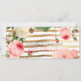 PixDezinesヴィンテージバラ+Peonies/ストライプPix 招待状