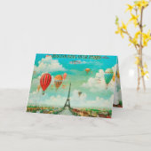 PixDezinesヴィンテージバルーン/エッフェル/パリ カード (黄色い花)