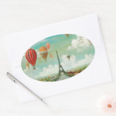 PixDezinesヴィンテージバルーン/エッフェル/パリ 楕円形シール (封筒)