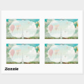 PixDezinesヴィンテージバルーン/エッフェル/パリ 長方形シール (シート)