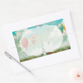 PixDezinesヴィンテージバルーン/エッフェル/パリ 長方形シール (封筒)