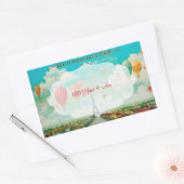 PixDezinesヴィンテージバルーン/エッフェル/パリ 長方形シール (封筒)