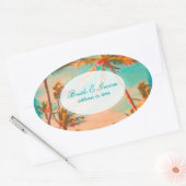 PixDezinesヴィンテージビーチシーン 楕円形シール (封筒)