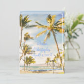 PixDezinesヴィンテージビーチ、熱帯天国 招待状 (スタンド正面)