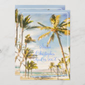 PixDezinesヴィンテージビーチ、熱帯天国 招待状 (正面/裏面)