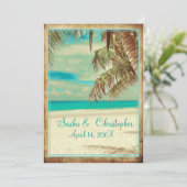 PixDezinesヴィンテージビーチ、熱帯天国 招待状 (スタンド正面)