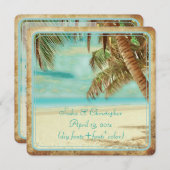 PixDezinesヴィンテージビーチ、熱帯天国 招待状 (正面/裏面)