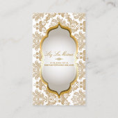 PixDezinesヴィンテージピケ・ダマスク/メタリックシルバー 名刺 (裏面)