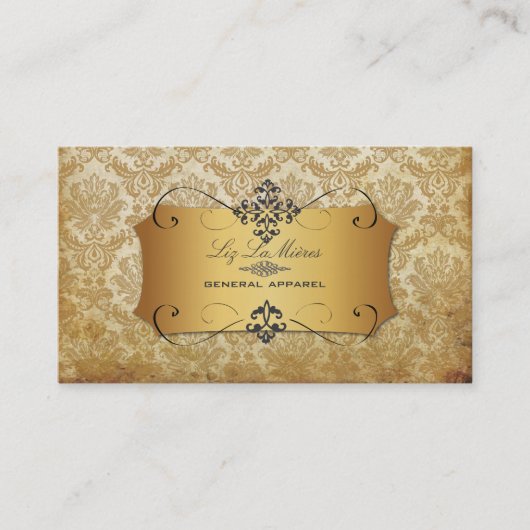 PixDezinesヴィンテージピケ・ダマスク 名刺 (正面)