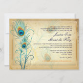 PixDezinesヴィンテージピコックフェザー/DIYカラー 招待状 (裏面)