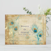 PixDezinesヴィンテージピコックフェザー/DIYカラー 招待状 (スタンド正面)