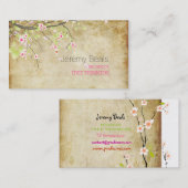 PixDezinesヴィンテージピンクさくらんぼの花♥ 名刺 (正面/裏面)