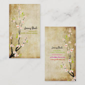 PixDezinesヴィンテージピンクさくらんぼの花♥♥ 名刺 (正面/裏面)