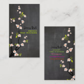 PixDezinesヴィンテージピンクさくらんぼの花♥♥ 名刺 (正面/裏面)