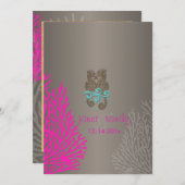 PixDezinesヴィンテージピンクコーラル+シーホース 招待状 (正面/裏面)