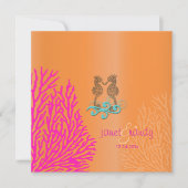 PixDezinesヴィンテージピンクコーラル+シーホース 招待状 (正面)