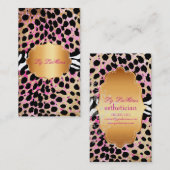 PixDezinesヴィンテージピンクチーター+ゼブラ 名刺 (正面/裏面)