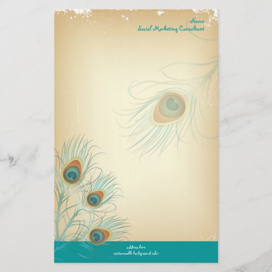 PixDezinesヴィンテージピーコック、SEO/DIYカラー 便箋 (正面)