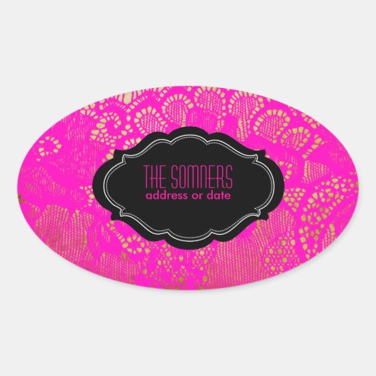 PixDezinesヴィンテージフェイクレース/ DIY背景色 楕円形シール (正面)