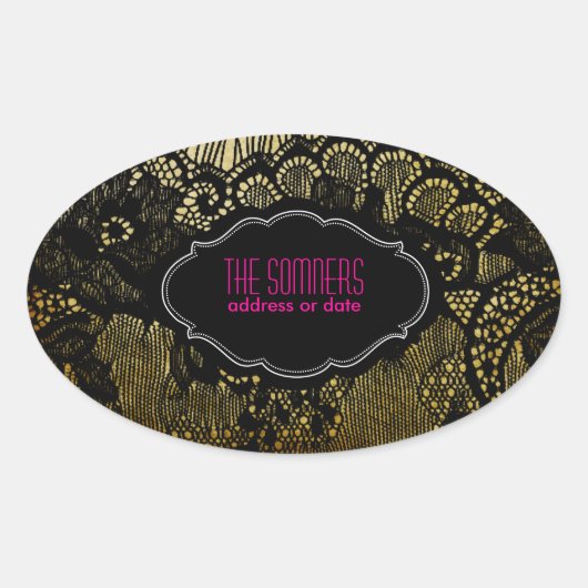 PixDezinesヴィンテージフェイクレース/ DIY背景色 楕円形シール (正面)