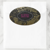 PixDezinesヴィンテージフェイクレース/ DIY背景色 楕円形シール (バッグ)