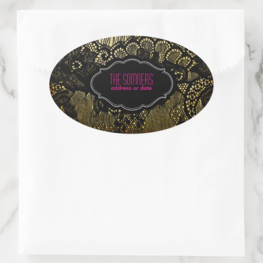 PixDezinesヴィンテージフェイクレース/ DIY背景色 楕円形シール (バッグ)