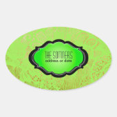 PixDezinesヴィンテージフェイクレース/ DIY背景色 楕円形シール (正面)