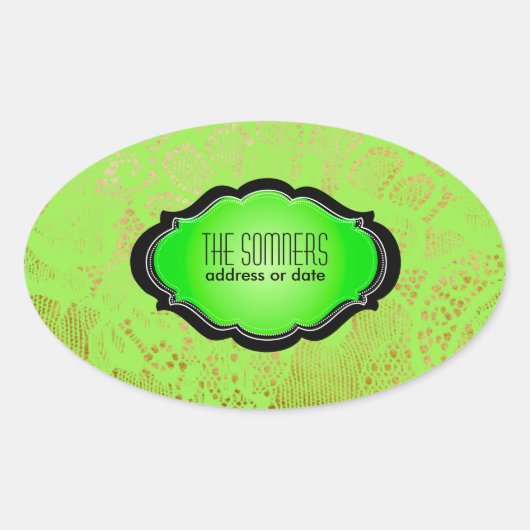 PixDezinesヴィンテージフェイクレース/ DIY背景色 楕円形シール (正面)