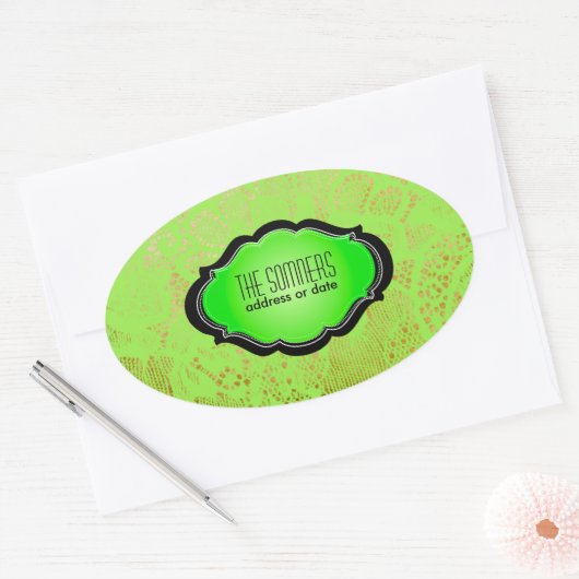 PixDezinesヴィンテージフェイクレース/ DIY背景色 楕円形シール (封筒)