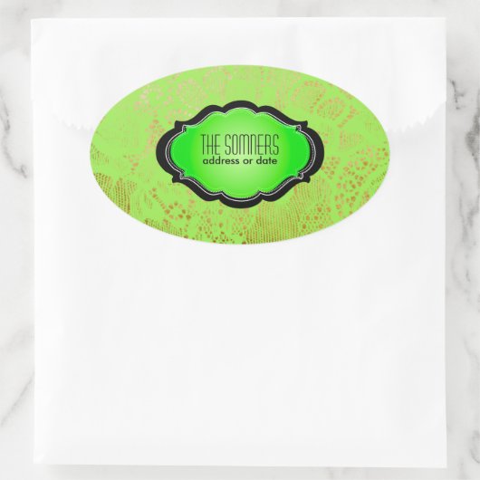 PixDezinesヴィンテージフェイクレース/ DIY背景色 楕円形シール (バッグ)