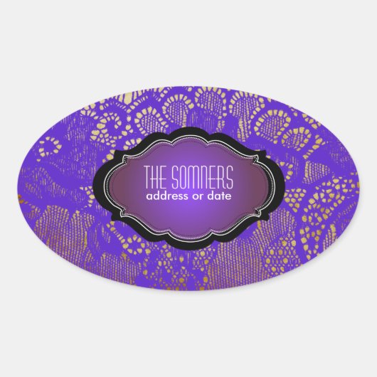 PixDezinesヴィンテージフェイクレース/ DIY背景色 楕円形シール (正面)