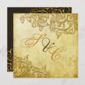 PixDezinesヴィンテージフェイク金ゴールドスワール 招待状 (正面/裏面)