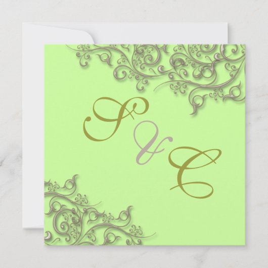 PixDezinesヴィンテージフェイク金ゴールドスワール 招待状 (正面)