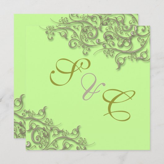 PixDezinesヴィンテージフェイク金ゴールドスワール 招待状 (正面/裏面)