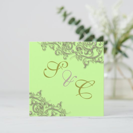 PixDezinesヴィンテージフェイク金ゴールドスワール 招待状 (スタンド正面)