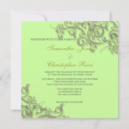 PixDezinesヴィンテージフェイク金ゴールドスワール 招待状 (裏面)