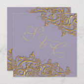 PixDezinesヴィンテージフェイク金ゴールドスワール 招待状 (正面/裏面)