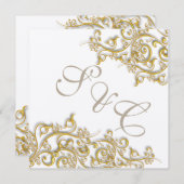 PixDezinesヴィンテージフェイク金ゴールドスワール 招待状 (正面/裏面)