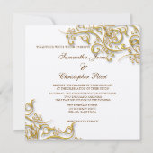 PixDezinesヴィンテージフェイク金ゴールドスワール 招待状 (裏面)