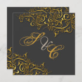 PixDezinesヴィンテージフェイク金ゴールドスワール 招待状 (正面/裏面)