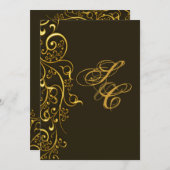 PixDezinesヴィンテージフェイク金ゴールドスワール 招待状 (正面/裏面)