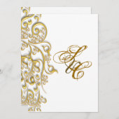 PixDezinesヴィンテージフェイク金ゴールドスワール 招待状 (正面/裏面)