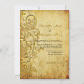 PixDezinesヴィンテージフェイク金ゴールドFILIGREE 招待状 (裏面)